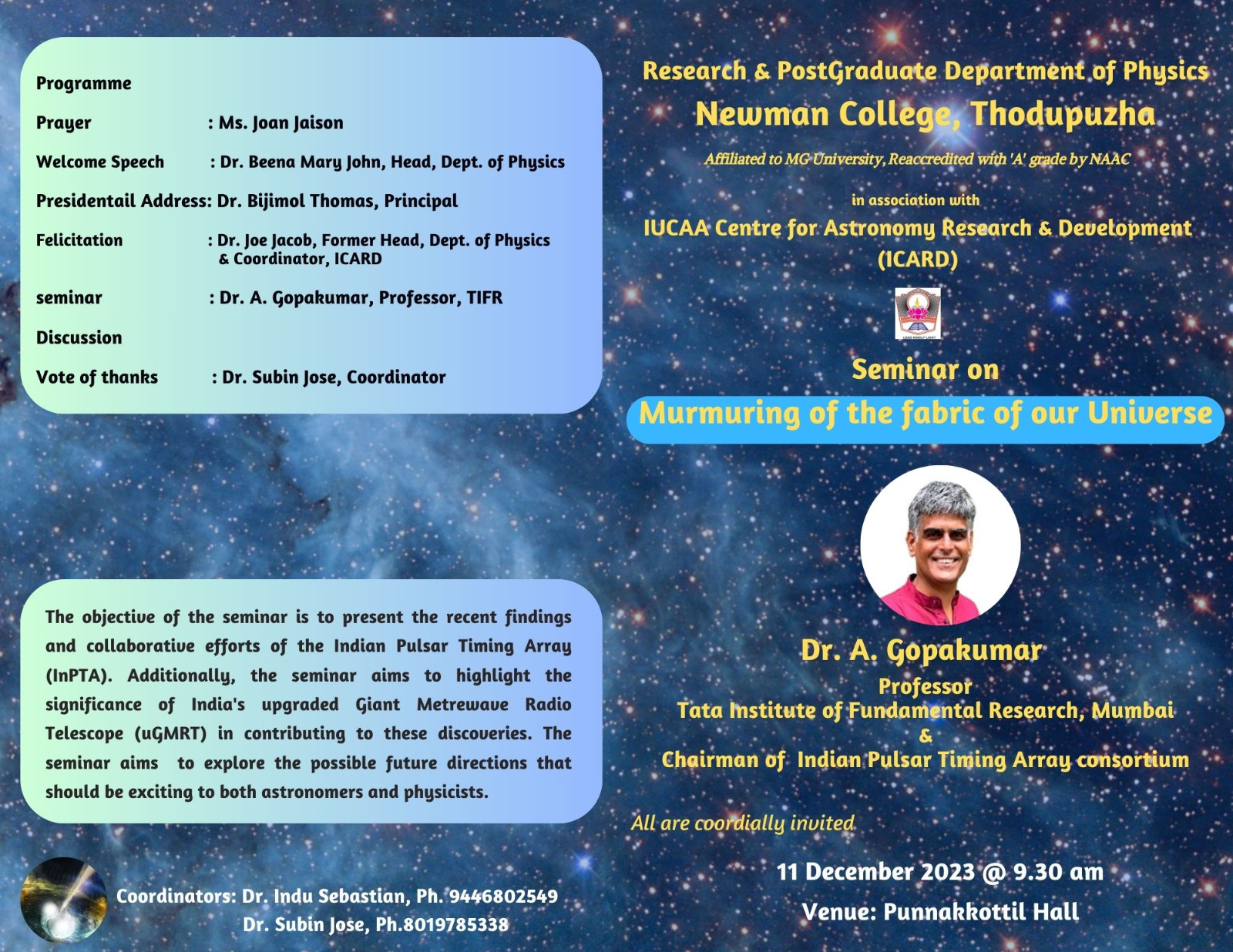 Seminar on the Murmuring of the Fabric of Our Universe